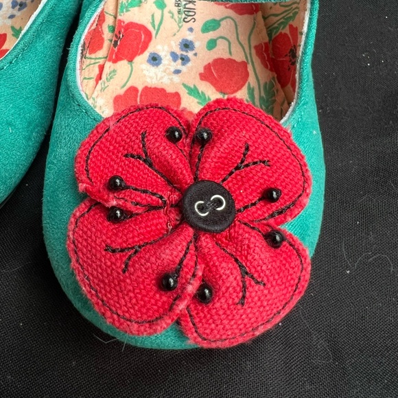 Genuine Kids From Oshkosh Girls Shoes Teal Green Mary Jane Style Ladybug Flower - Picture 4 of 9